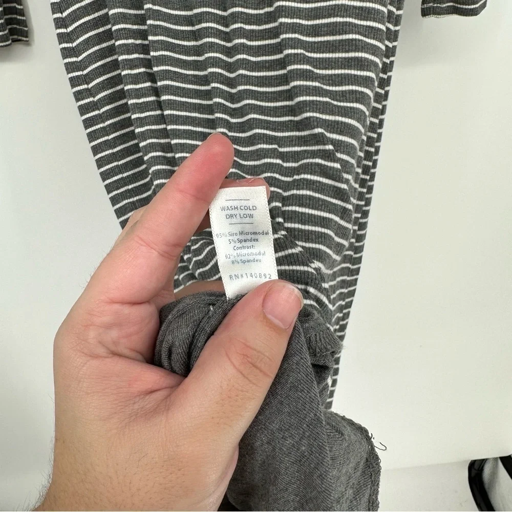 Marine Layer Ribbed Grey Striped Maxi Dress Fall Wardrobe Staple Size medium - Picture 4 of 5